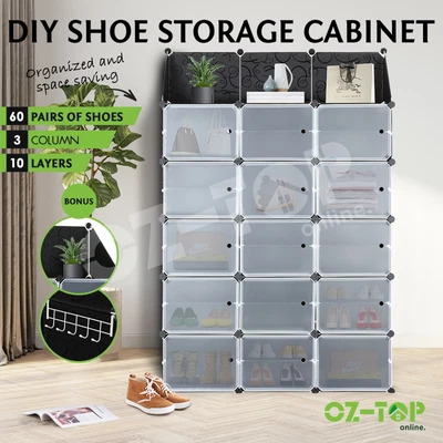 $75.49 • Buy DIY Door Cube Shoe Cabinet Rack Storage Portable Stackable Organiser Stand