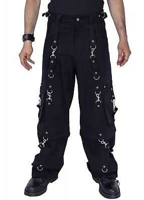 Northern Star Men's New Black Baggy Bondage Pants Silver Clips And O-rings • $79.99
