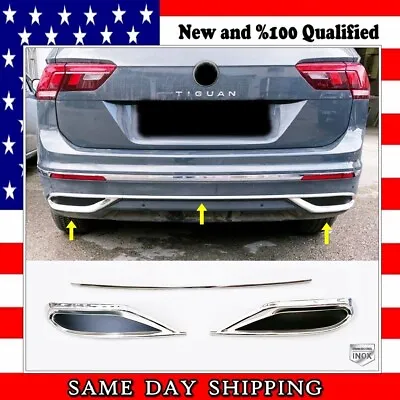 $69.90 • Buy Chrome Exhaust Deflector Frame 3 Pcs S.STEEL For VW TIGUAN II / ALLSPACE 2022-UP