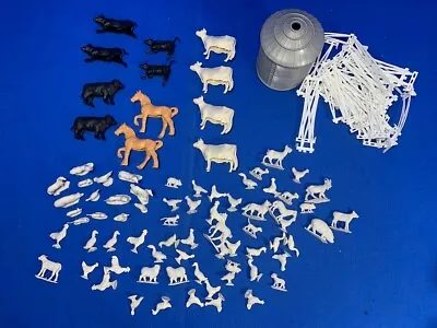 Vintage Ertl Grey Silo White Fence Marx Remolded Farm Animal Lot - Free Shipping • $49.99