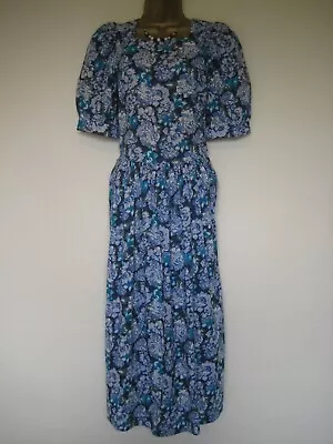 Laura Ashley Vintage Blue Floral Summer Dress Size 12 • $49.80