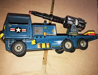 Vintage Linemar Army Military Tin Truck Pom Pom Veteran Gift • $95