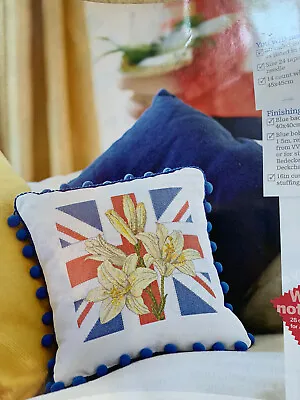 Cool Britannia Patriotic Union Jack And Lily Jubilee Cushion Cross Stitch Chart • £1.99