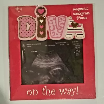 Baby Essentials Magnetic Sonogram Frame Diva On The Way Pink Girl Ultrasound NEW • $12.99