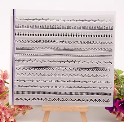 £3.59 • Buy Lace Waves Line Clear Stamps For Card Making Decoration And DIY Scrapbooking