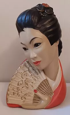 Vintage Marwal Chalkware Bust Japanese Geisha Statue By Brower Dated 1965 RARE • $75