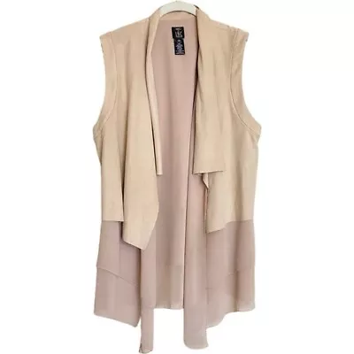 $14.96 • Buy Vakko For INC Womens Faux Suede Leather Vest Size L Layered Draped Open Tunic