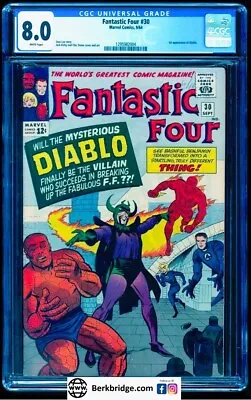 FANTASTIC FOUR 30 CGC 8.0 WHITE PAGES 9/64 💎 RARE  1st DIABLO  MEPHISTO TIE IN • $475