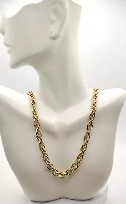 Vintage Whiting Davis Twisted Chunky Gold Toned Chain Link Necklace Jewelry Gift • $34.46