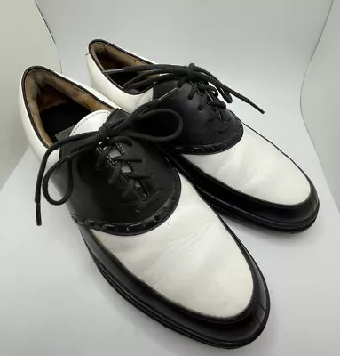 Nordstrom Golf Men's Golf Shoes Size 10 Black White Leather Outlast Vintage • $23.40