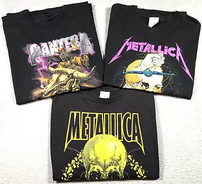 Lot Of 3 Metal Graphic T-shirt Mens 3XL Pantera Metallica Rock Music Pushead VTG • $169.94