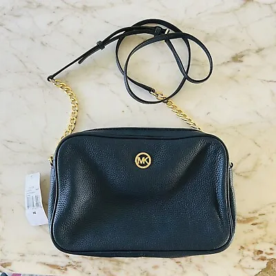 MICHAEL KORS Fulton Solid Navy Leather East West Crossbody Bag • $117