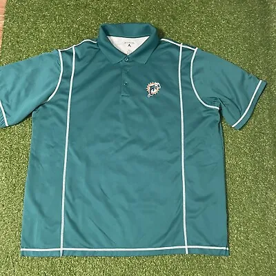 Miami Dolphins Polo Shirt Antigua Mens XXL 2XL Green Short Sleeve • $19.99