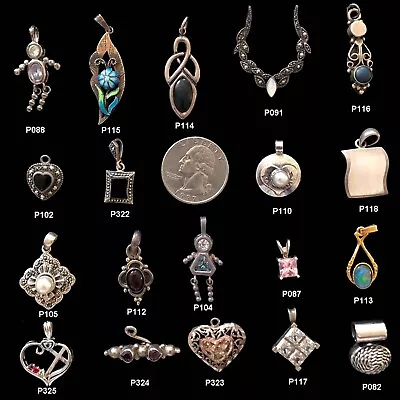 [ON SALE] Vintage Gemstone 925 Sterling Silver Pendants Free Gift Necklace • $10.05