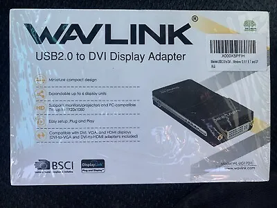 WAVLINK USB 2.0 To DVI/HDMI DISPLAY Adapter Multiple Monitors Model: WL-UG17D1 • $39.99