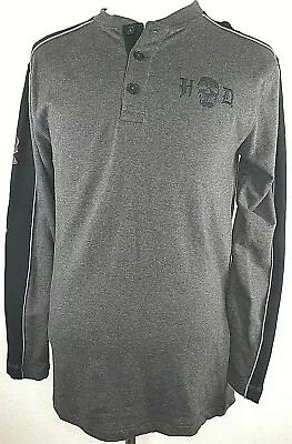 Harley Davidson Sweatshirt NWT Size Small Gray Black Henley Button 100% Cotton  • $47.85