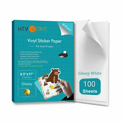 Glossy White Printable Vinyl Sticker Paper For Inkjet Laser Waterproof 8.5x11in • $11.98