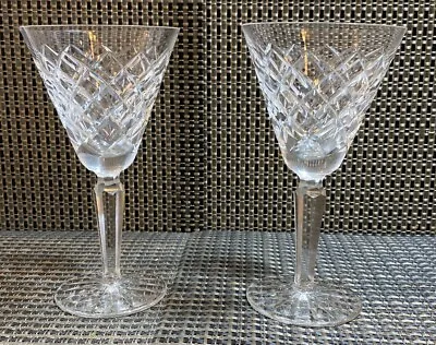 Vintage WATERFORD Crystal Ireland TYRONE Cut Set Of 2 CLARET Wine Glasses 6 1/2” • $40