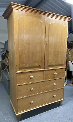 Antique Pitch Pine Linen Press Cupboard /Housekeepers Cabinet Farmhouse Country • £1100