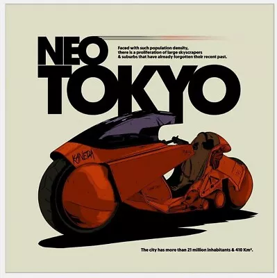 Akira Neo Tokyo Kaneda Bike Anime Manga Movie Film Poster Print Art 24x24 Mondo • $102.99