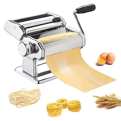 Stainless Steel Manual Roller Pasta Maker Machine Adjustable Thickness Settings • $25.95