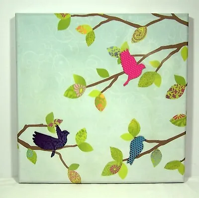 Magnetic Memo Board Wall Hanging Picture Holder Canvas 15.5  X 15   Tree Birds • $13.99