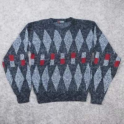 Vintage Scandia Sweater Mens Small Gray Geometric Pullover Knit Outdoor USA Made • $24.99