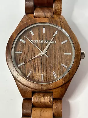 Working Men's Brown Wood Wells Fargo Time Quartz Watch GO • $28