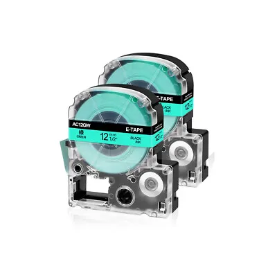 2PK Fits EPSON K-Sun 212BG 212BGPX 12mm Tape Black On Green Label 0.47  • $9.99
