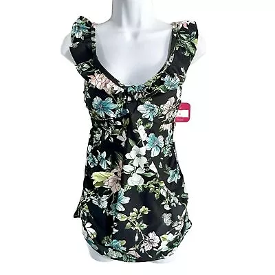 Isabel Maternity By Ingrid & Isabel Black Floral Print Tankini Swimsuit Top New • $15