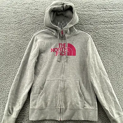 $18.66 • Buy The North Face Women's Medium Gray Pink Logo Full Zip Hoodie Sweatshirt Hiking