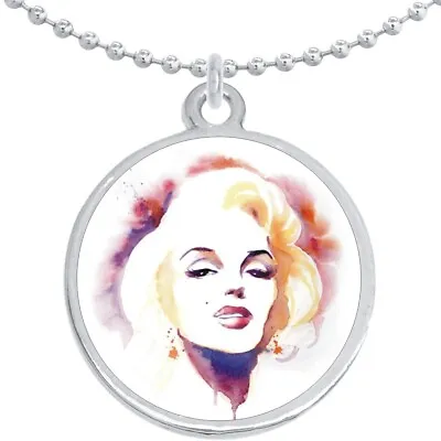 Watercolor Marilyn Monroe Round Pendant Necklace Beautiful Fashion Jewelry • $15.88