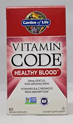 Vitamin Code Healthy Blood 60 Vegan Capsules Garden Of Life 28mg Gentle Iron • $29.99