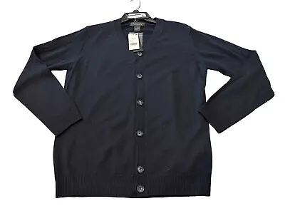 NEW The Men's Store At Bloomingdales Merino Wool Cardigan Sweater Blue Sz Small • $27.99