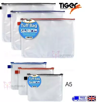  TIGER A5 TUFF BAGS- Heavy Duty Strong Water Resistant Storage Zip Wallet Case • £3.90