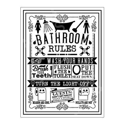 £3.95 • Buy Bathroom Rules Metal Tin Sign Plaque Home Wall Art Gift House Kitchen Sign 10175