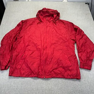 Vintage Eddie Bauer Ebtek Rain Jacket Mens XL Red Full Zip Hooded Windbreaker • $22.39