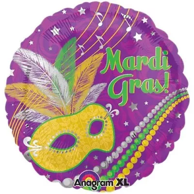 Mardi Gras Mask & Beads Foil Balloon 18  Mardi Gras Party Decorations Supplies • $2.89