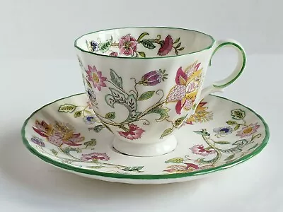 Minton Haddon Hall Demitasse Cup Saucer B1451 Green Trim John Wadsworth Design • $29