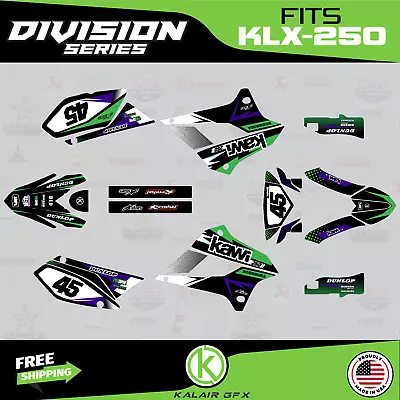 $79.99 • Buy Graphics Kit For Kawasaki KLX250 (2008-2020) KLX 250 Division - Green Purple