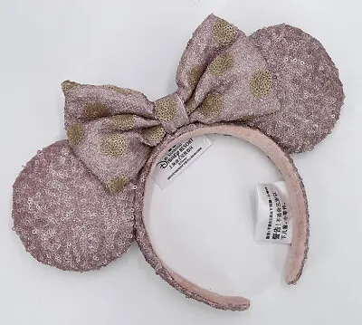 Pink Sequin Bow Gold Dot Rare Limited Minnie 2022 Ears Disney Parks Headband • $9.50