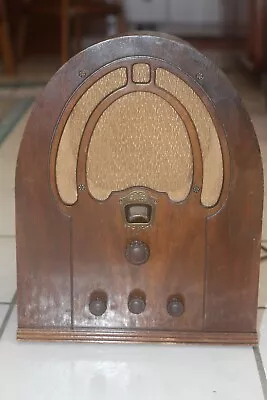 Vintage  Philco Model  60 Tube Radio Wood Cathedral For Repair 1934 Circa • $120