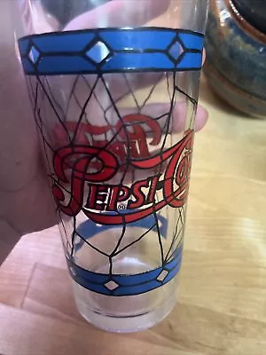 Vintage Pepsi-Cola Tiffany Style Stained Glass 12oz. Drinking Glass • $5