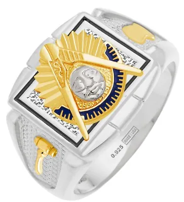 New Customizable Two-Tone Silver Gold Masonic Freemason Mason Past Master Ring • $233.99