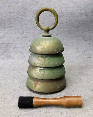 Vintage Bronze Brass Beehive 4 Level Bell W/Wood Striker Clean As Found Unmarked • $21.50