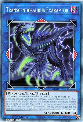 YuGiOh Transcendosaurus Exaraptor AGOV-EN044 Common 1st Edition • £0.99