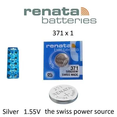 1 X Renata 371 1.55v Watch Cell Battery SR920SW Mercury Free • £2.29