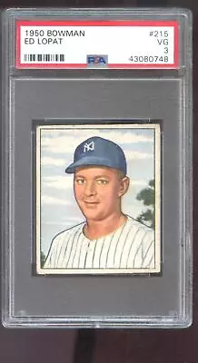 1950 Bowman #215 Ed Lopat PSA 3 Graded Baseball Card MLB New York Yankees • $26.96