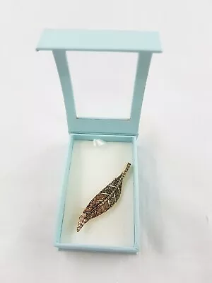 £9.99 • Buy Brooch By Adrian Buckley Pavè Sparkly Leaf Costume Jewellery