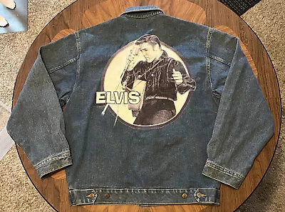 Vintage Elvis Jean Trucker Jacket First Choice Denim Mens XL • $55.99